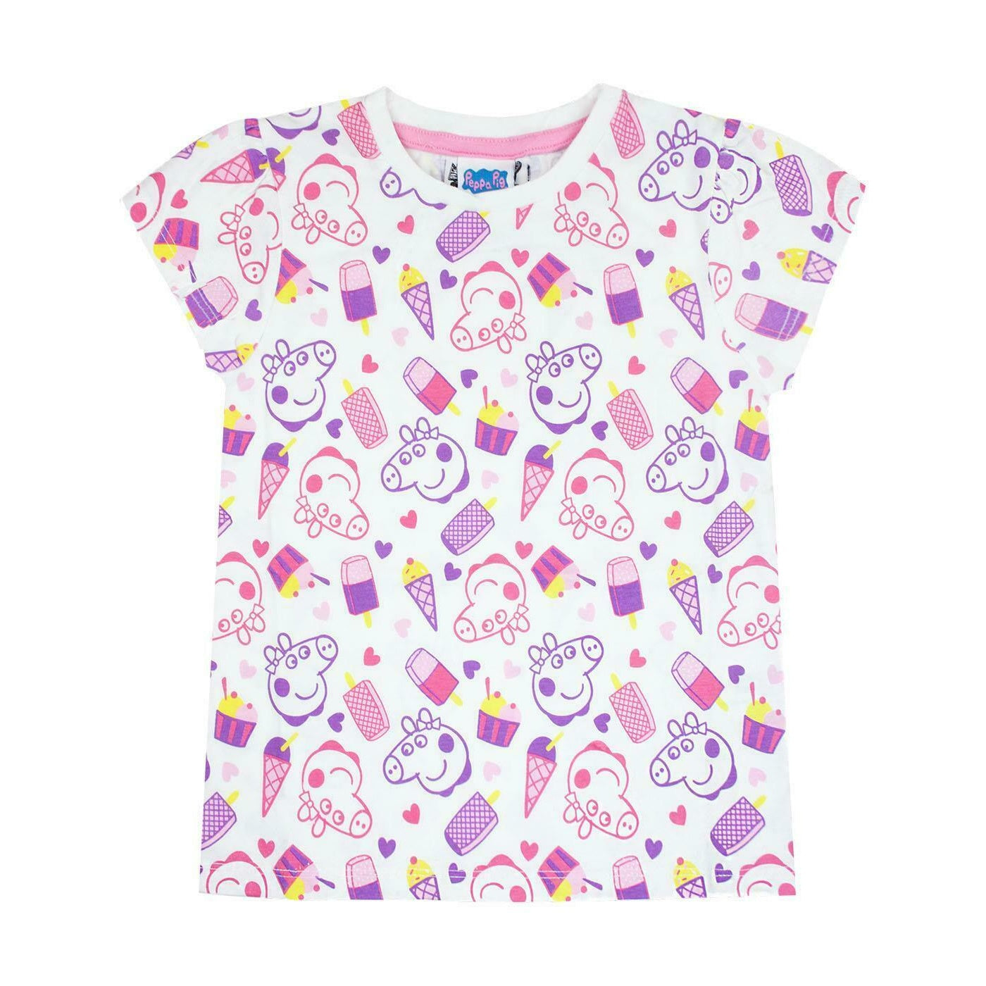 White - Front - Peppa Pig Girls All-Over Print T-Shirt