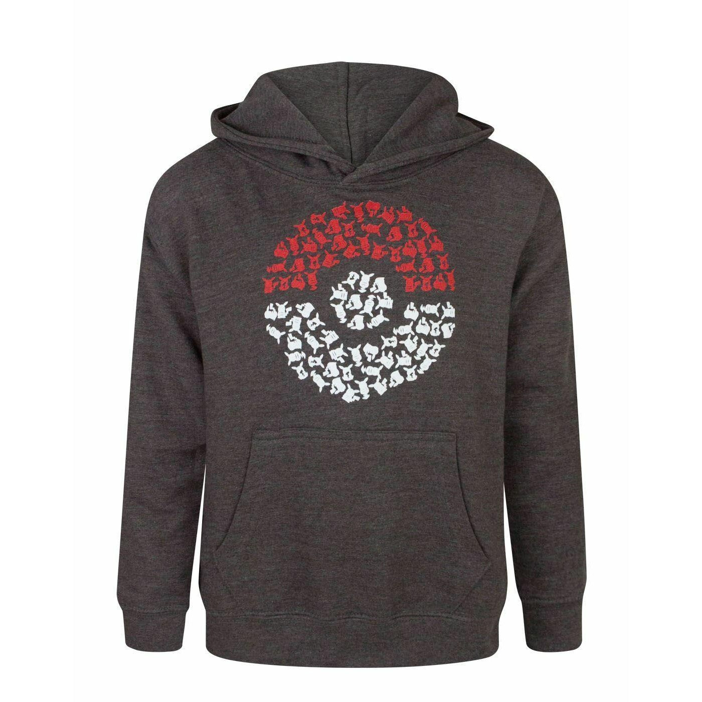 Grey - Front - Pokemon Boys Pokeball Hoodie