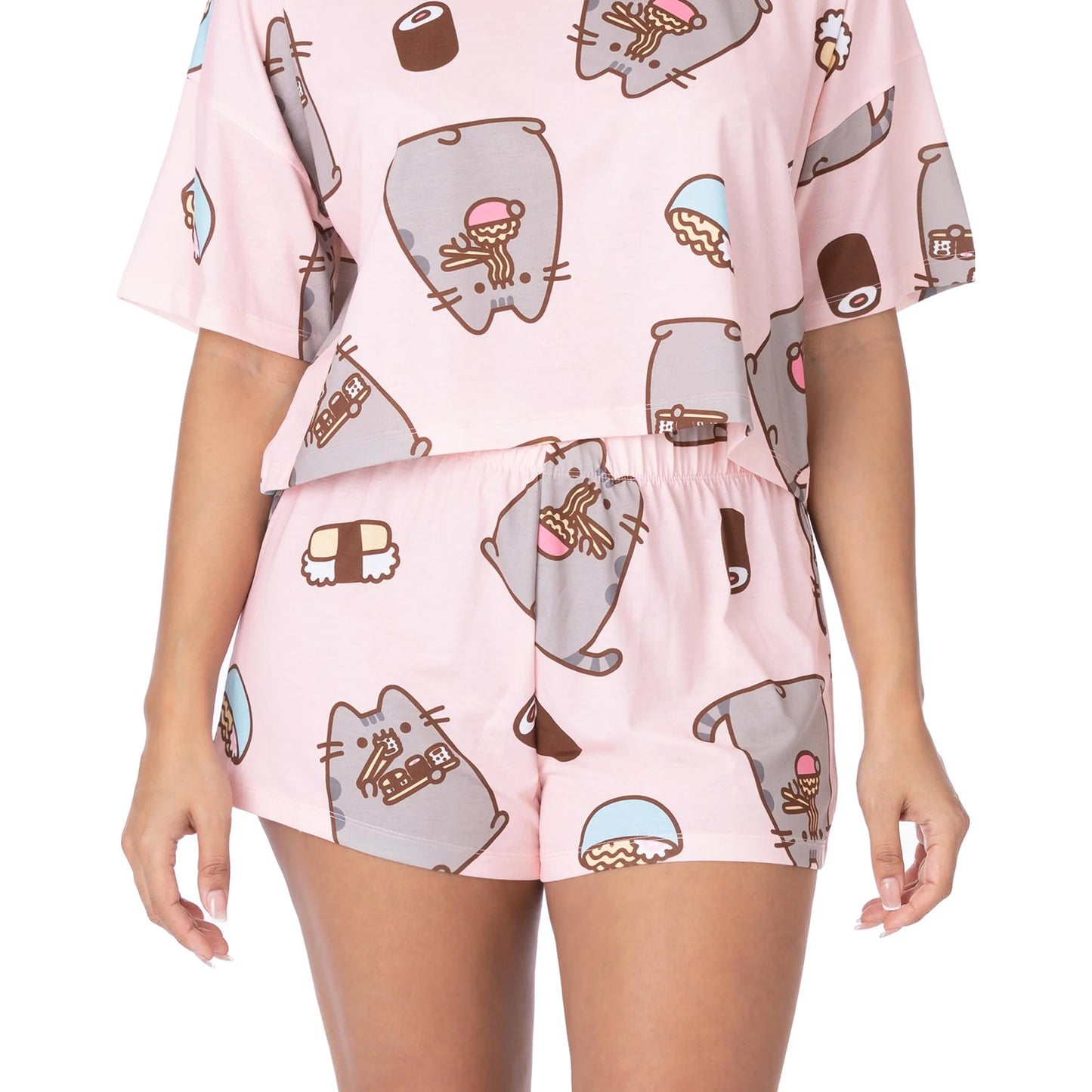 Pink - Side - Pusheen Womens-Ladies Short Pyjama Set
