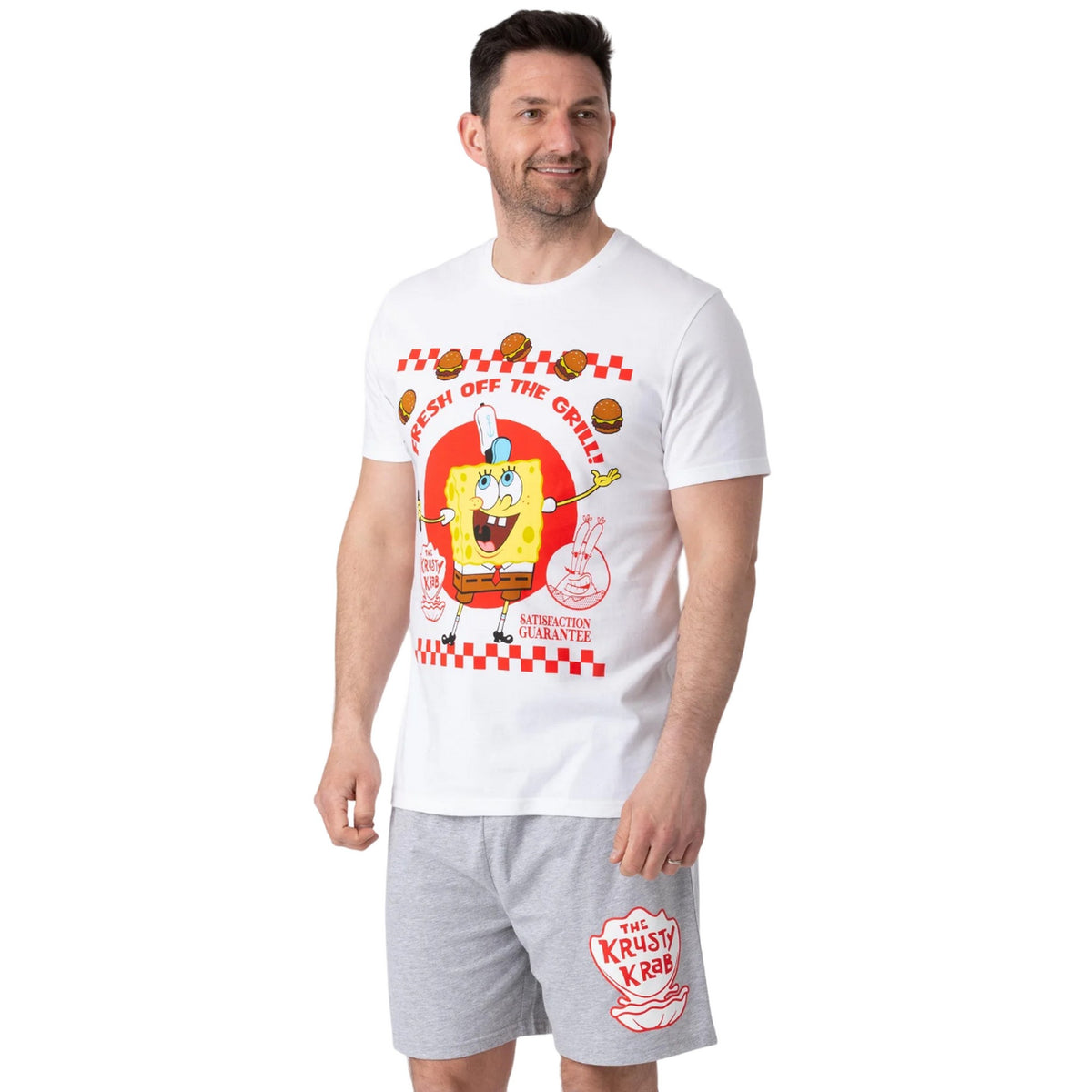 White-Grey - Lifestyle - SpongeBob SquarePants Mens Short Pyjama Set