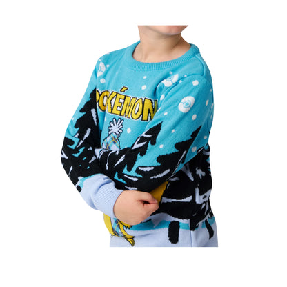 Blue - Pack Shot - Pokemon Childrens-Kids Knitted Jumper
