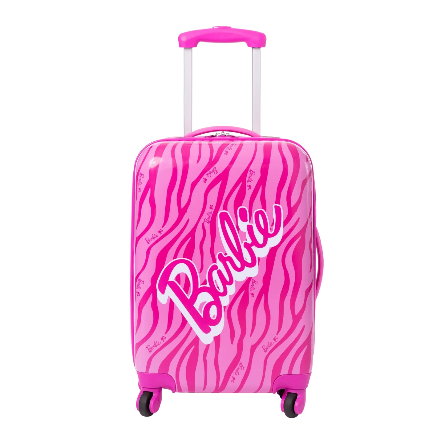 Pink - Side - Barbie Hardshell 4 Wheeled Suitcase