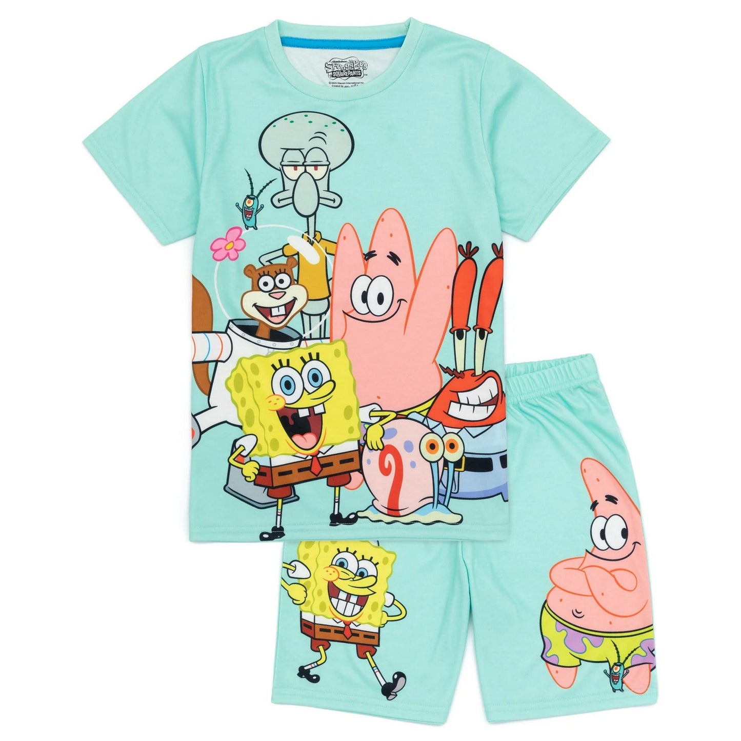 Blue - Front - SpongeBob SquarePants Childrens-Kids Short Pyjama Set