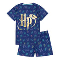 Blue - Front - Harry Potter Childrens-Kids Short Pyjama Set