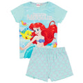 Blue - Front - The Little Mermaid Girls Printed Short Pyjama Set