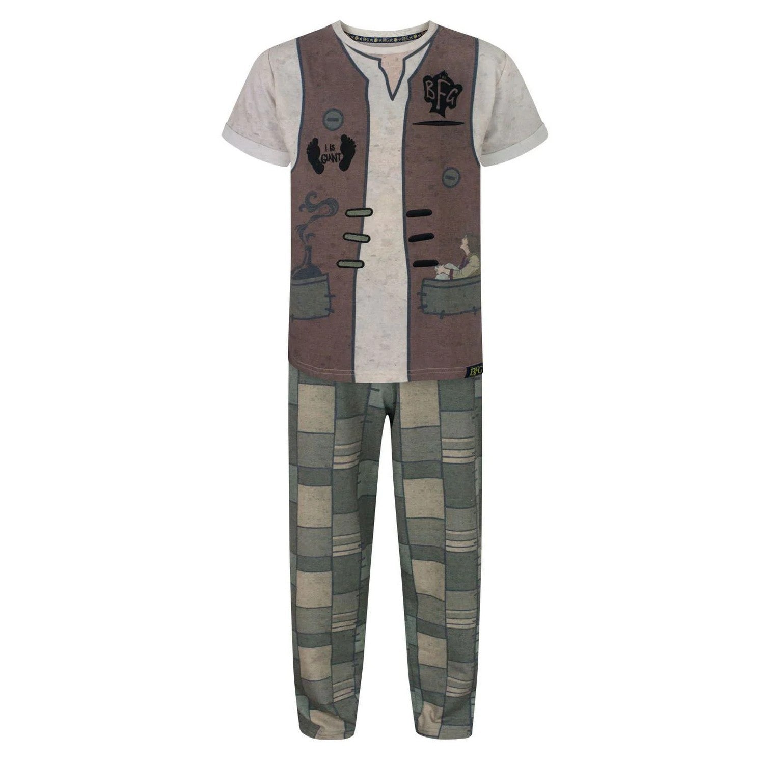 Brown-Grey - Front - The BFG Boys I Is Giant Pyjama Set