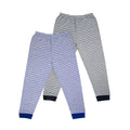 Grey-Blue - Front - Boys Cotton Striped Pyjama Bottoms (Pack of 2)