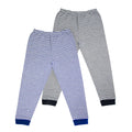 Grey-Blue - Front - Boys Cotton Striped Pyjama Bottoms (Pack of 2)
