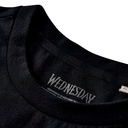 Black - Side - Wednesday Womens-Ladies Nevermore Academy T-Shirt