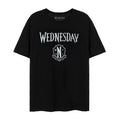 Black-White - Front - Wednesday Womens-Ladies Crest Logo T-Shirt