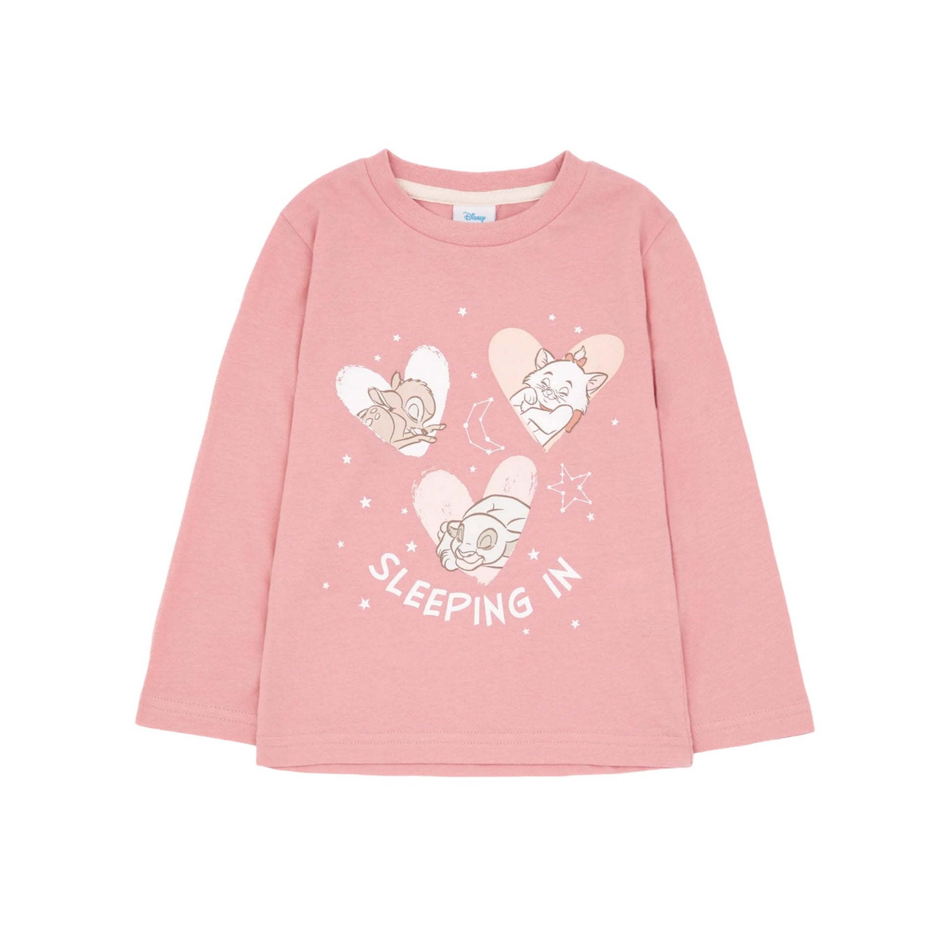 Pink - Back - Disney Girls Sleeping In Long Pyjama Set