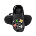 Black - Pack Shot - Minecraft Childrens-Kids Charm Clogs