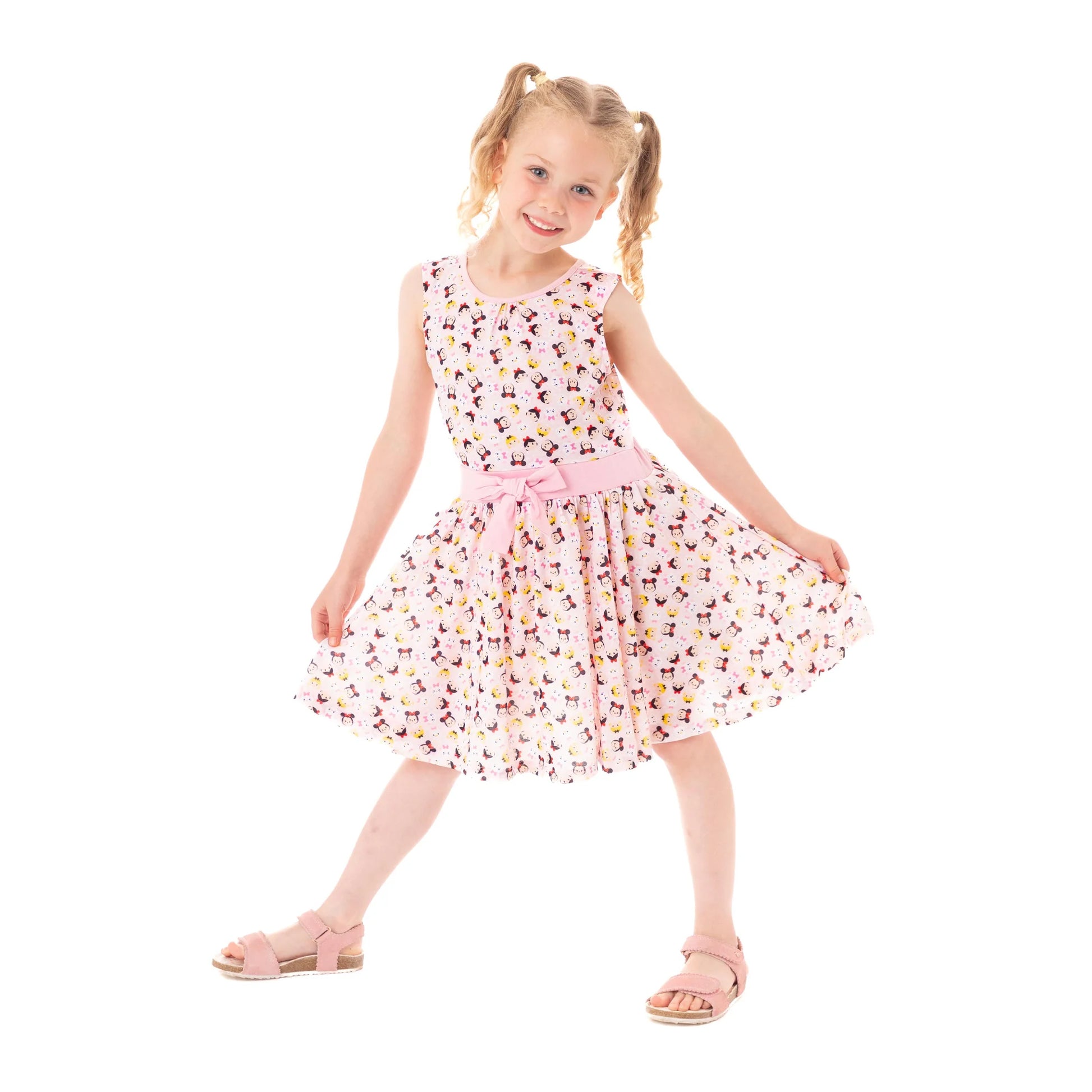 Pink - Side - Tsum Tsum Girls Summer Skater Dress