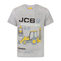 Grey Marl - Front - JCB Childrens-Kids Digger T-Shirt