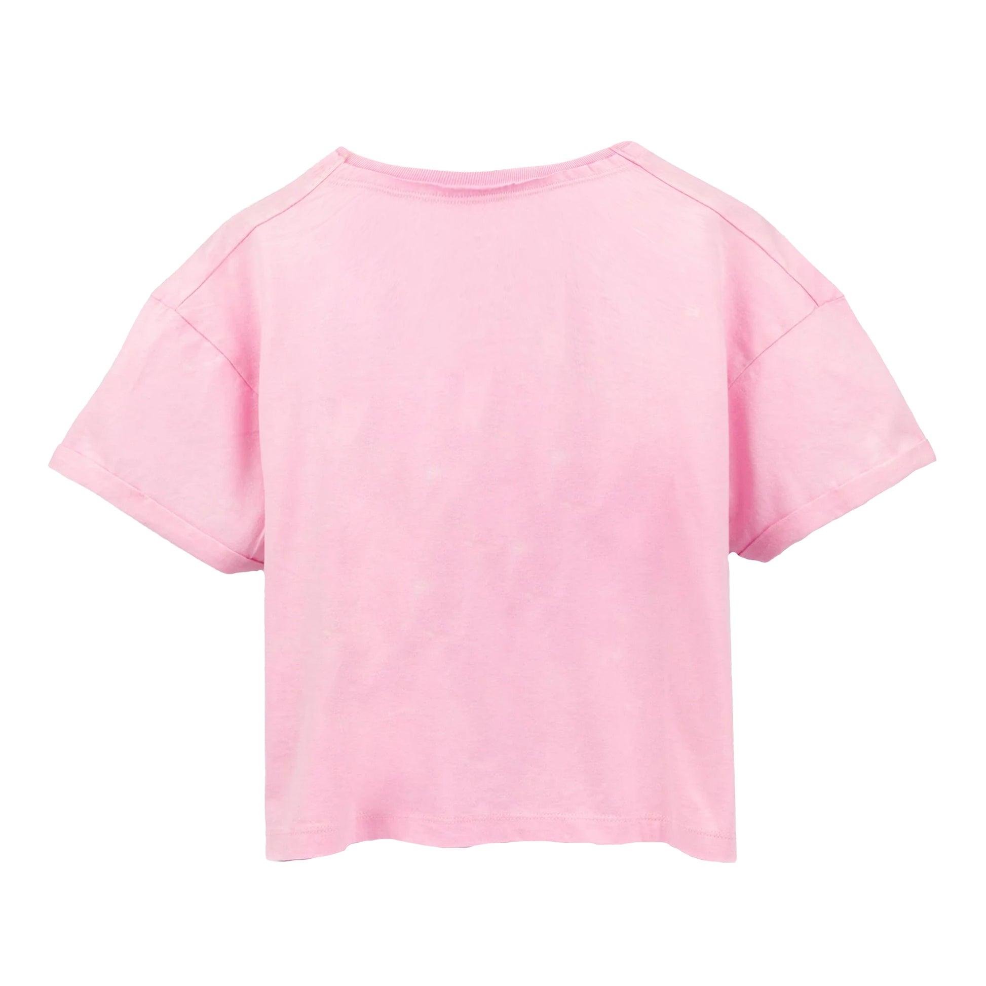 Pink - Back - Barbie Womens-Ladies Distressed Logo Crop Top