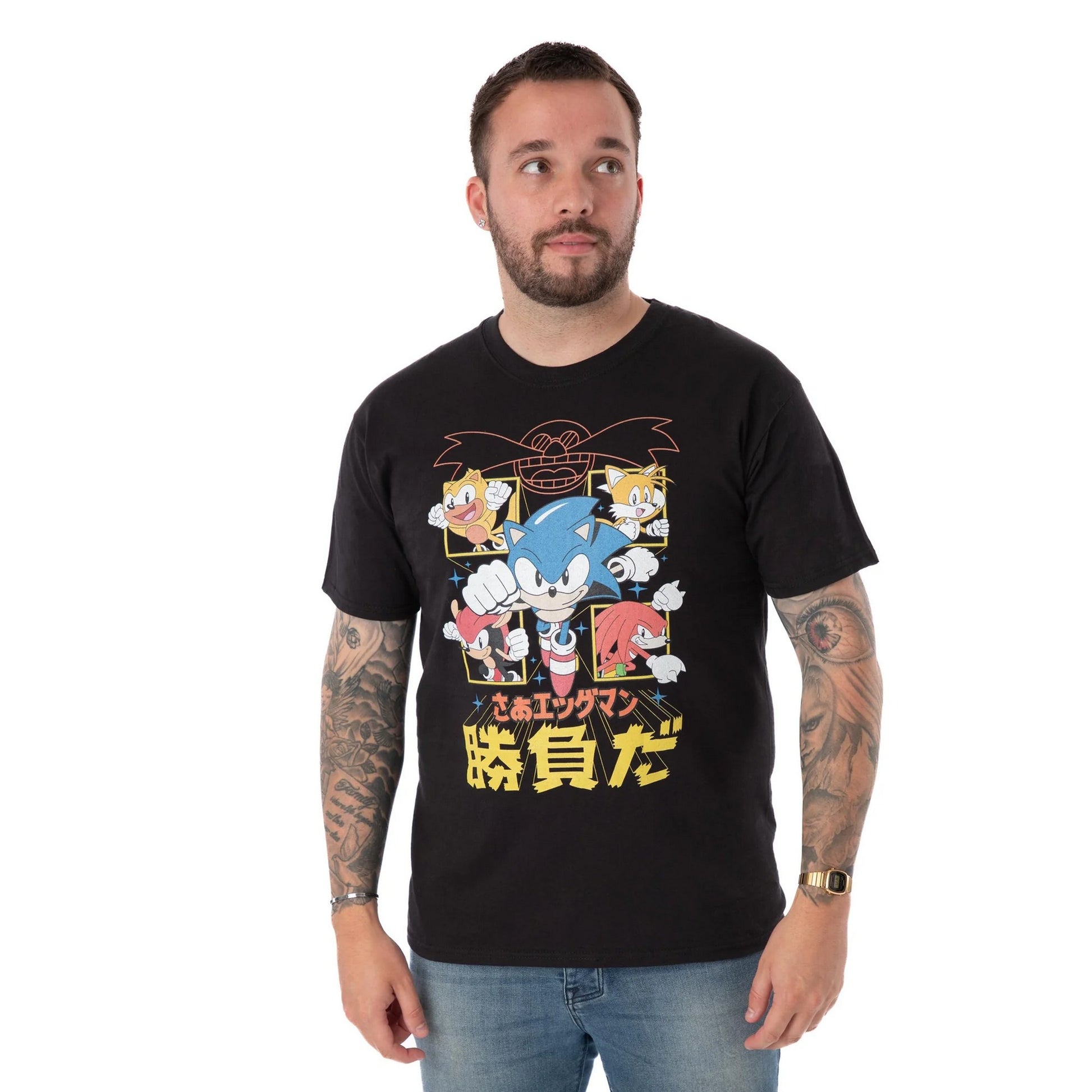 Black - Back - Sonic The Hedgehog Mens Japanese T-Shirt