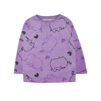 Purple - Side - Pusheen Girls All-Over Print Long Pyjama Set