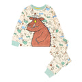 Off White-Sea Green-Brown - Front - The Gruffalo Childrens-Kids Embroidered Pyjama Set
