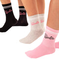 Pink-Grey-Black - Back - Barbie Womens-Ladies Socks (Pack of 3)