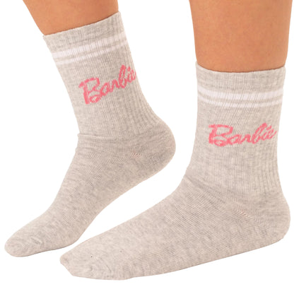 Pink-Grey-Black - Lifestyle - Barbie Womens-Ladies Socks (Pack of 3)