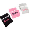 Pink-Grey-Black - Close up - Barbie Womens-Ladies Socks (Pack of 3)