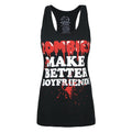 Black - Front - Goodie Two Sleeves Womens-Ladies Zombies Make Better Boyfriends Tank Top
