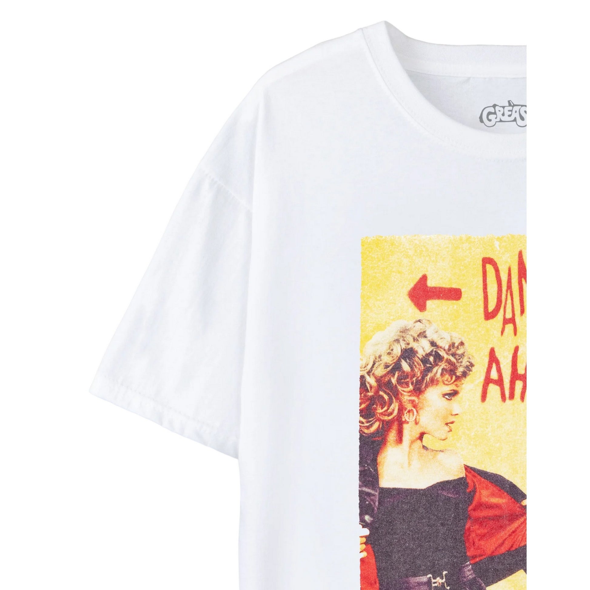 White - Side - Grease Womens-Ladies Danger Ahead T-Shirt