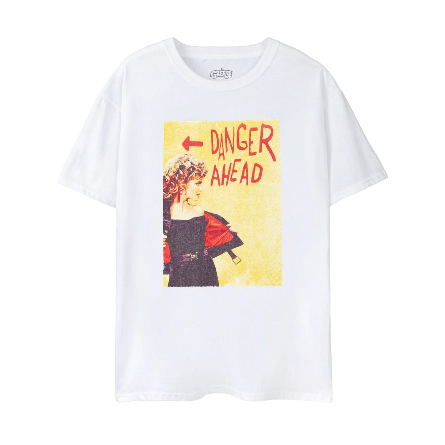 White - Front - Grease Womens-Ladies Danger Ahead T-Shirt