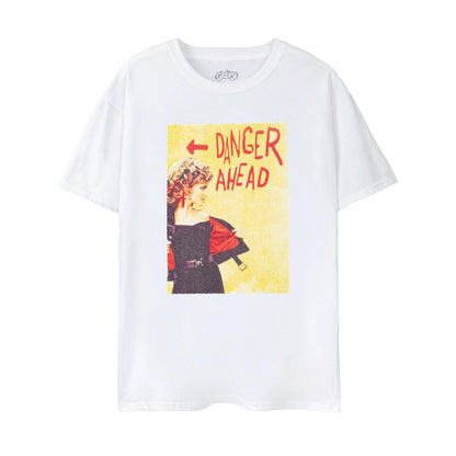 White - Front - Grease Womens-Ladies Danger Ahead T-Shirt