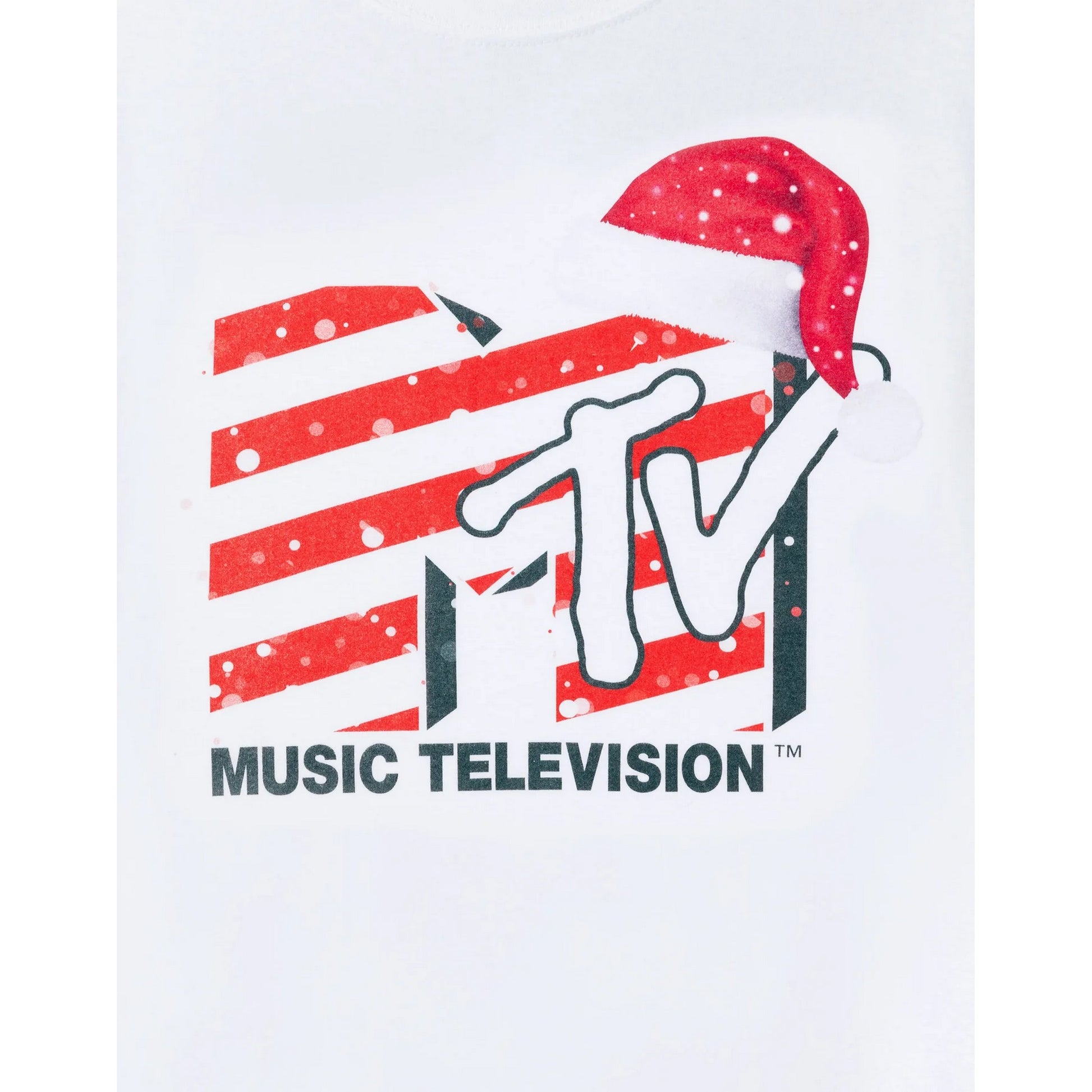 White - Side - MTV Unisex Adult Santa Hat T-Shirt