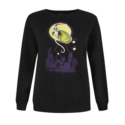 Black - Front - Nightmare Before Christmas Womens-Ladies Jack Skellington Santa Hat Sweatshirt