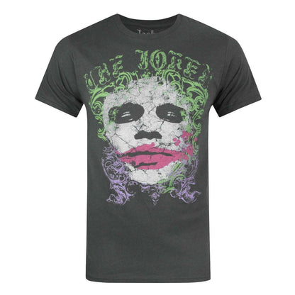 Charcoal - Front - Jack Of All Trades Mens Distressed Face The Joker T-Shirt