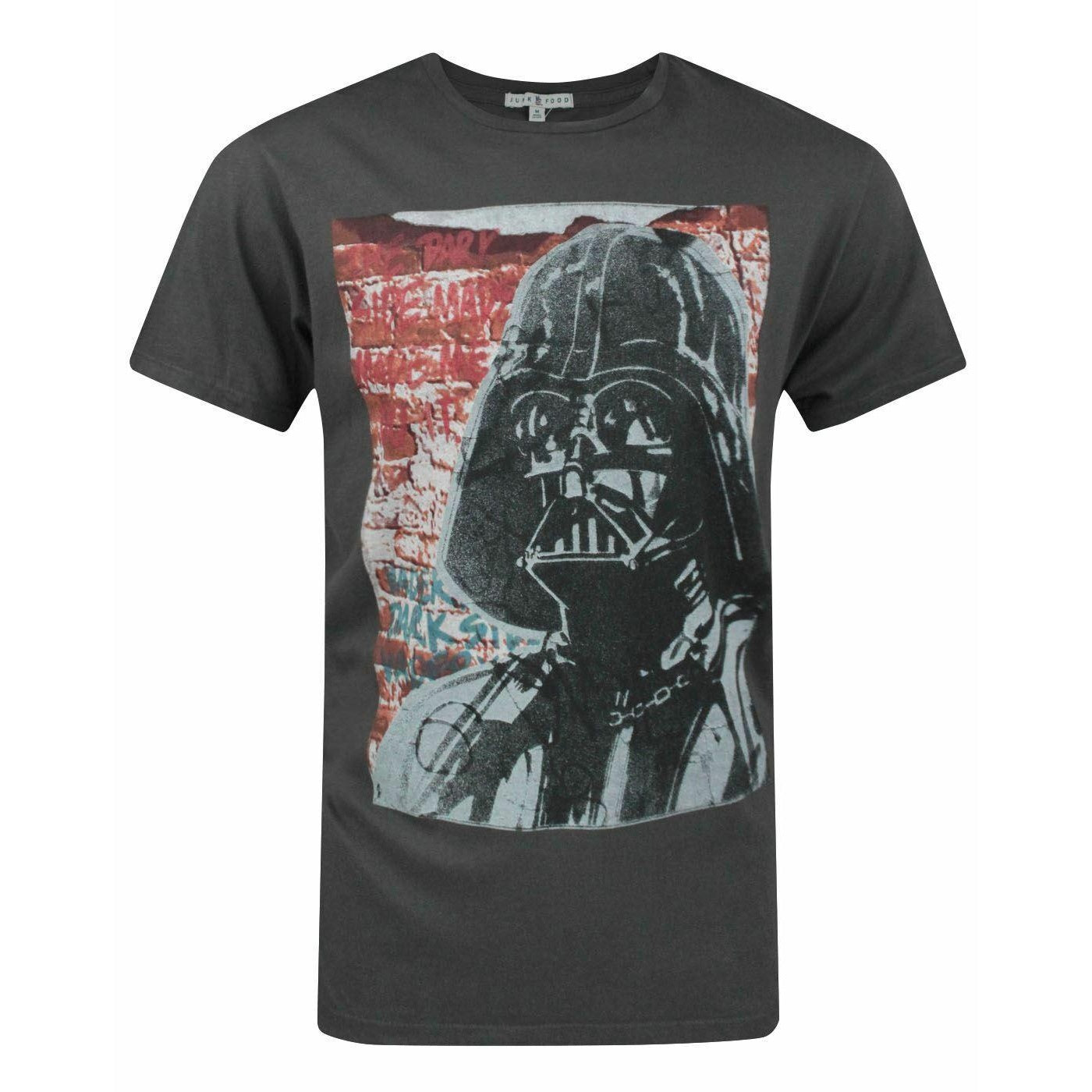 Charcoal - Front - Junk Food Mens Graffiti Darth Vader Star Wars T-Shirt