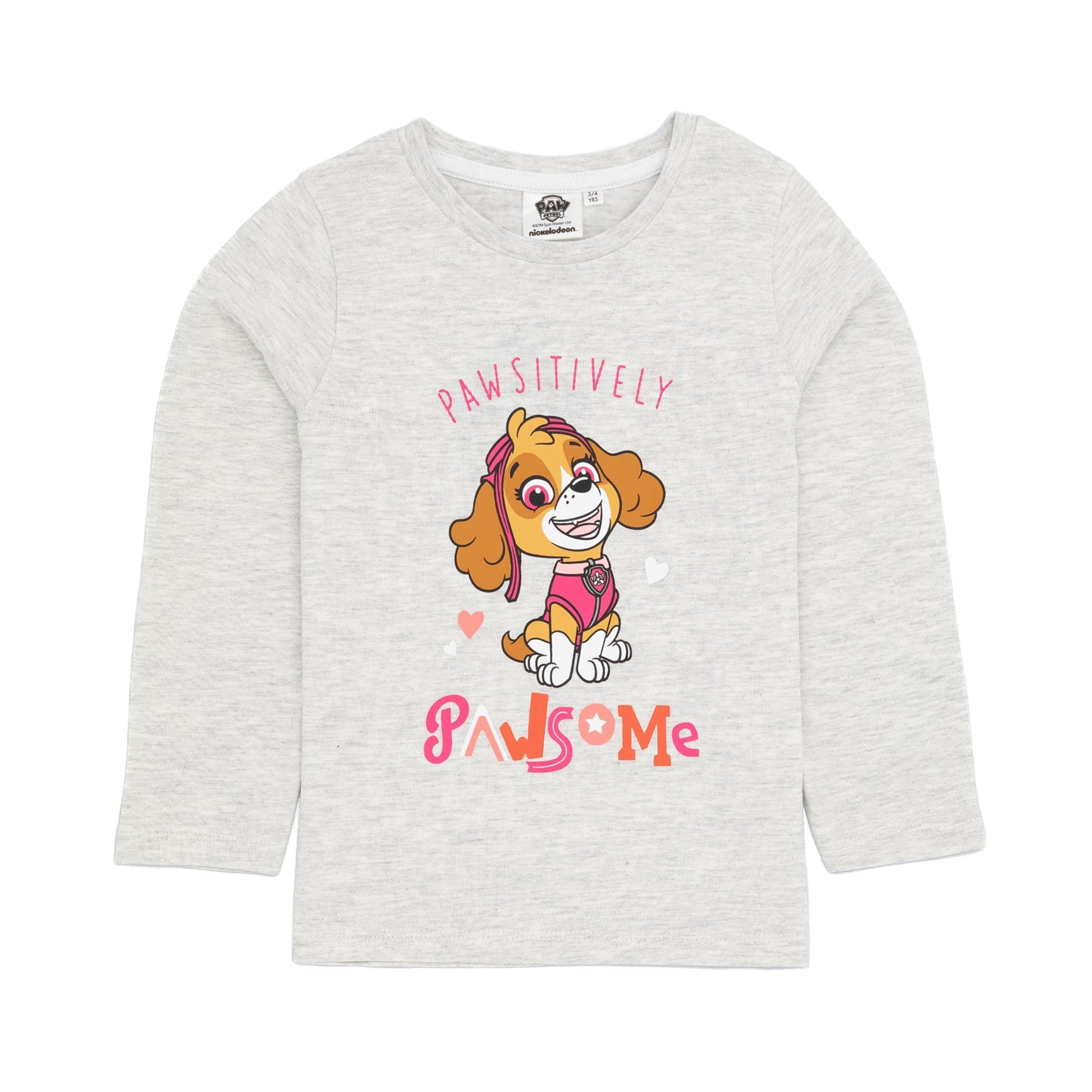 Grey - Front - Paw Patrol Girls Pawsome Long-Sleeved T-Shirt