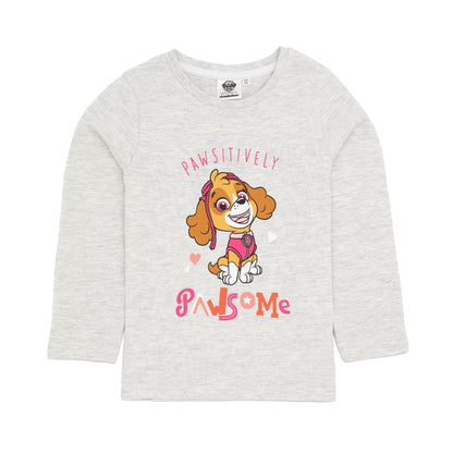 Grey - Front - Paw Patrol Girls Pawsome Long-Sleeved T-Shirt