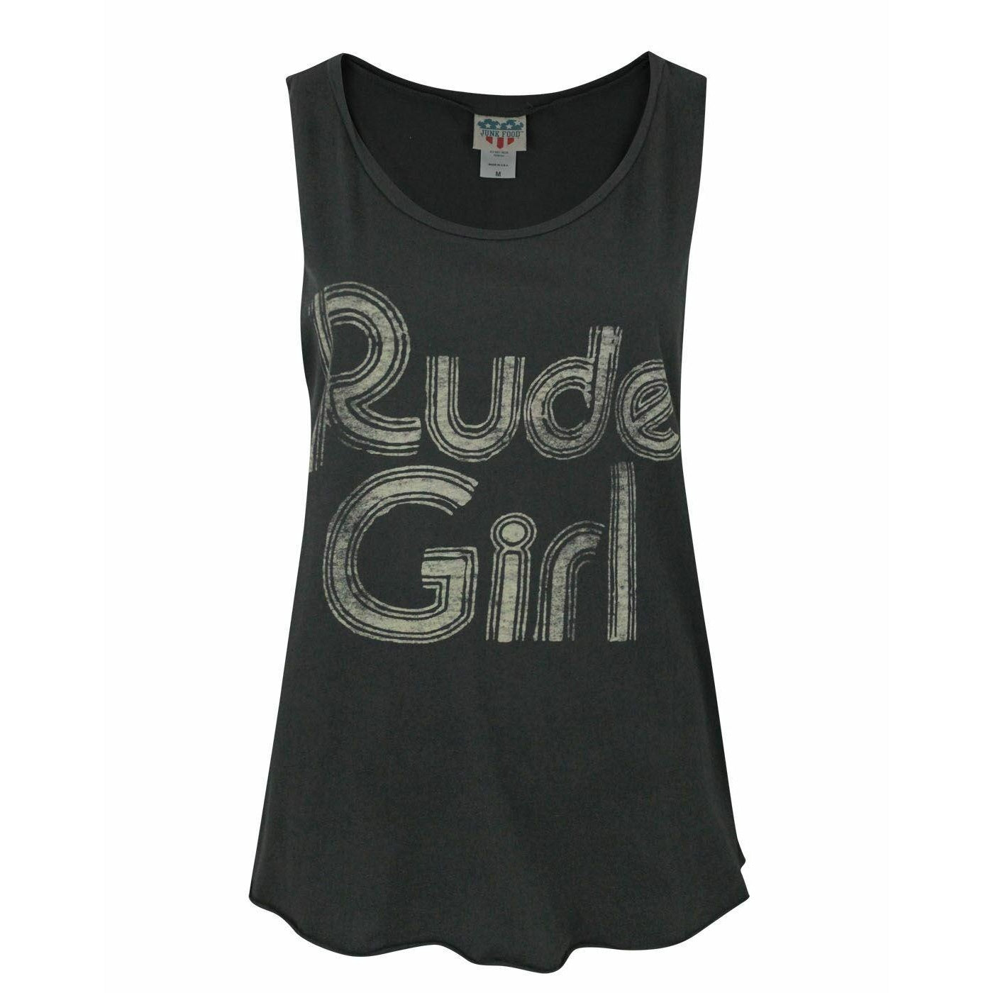 Charcoal - Front - Junk Food Womens-Ladies Rude Girl Vest Top