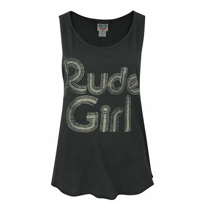 Charcoal - Front - Junk Food Womens-Ladies Rude Girl Vest Top