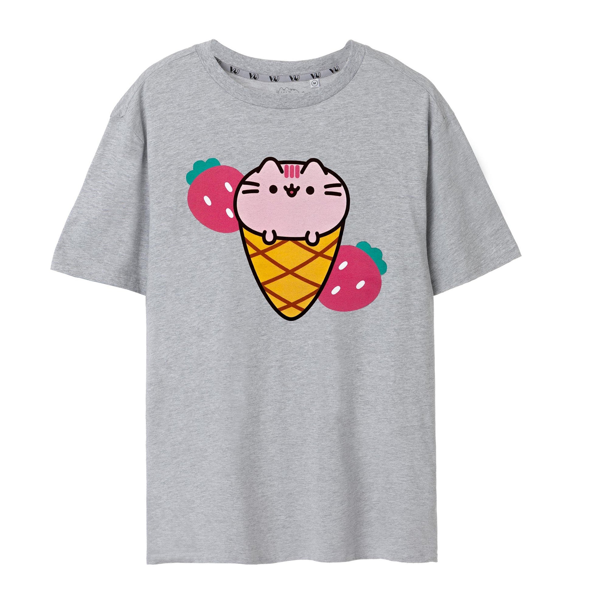 Grey Marl - Front - Pusheen Womens-Ladies Ice Cream Short-Sleeved T-Shirt