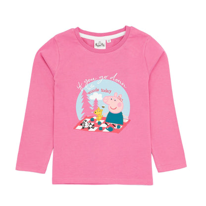 Pink - Front - Peppa Pig Girls Teddy Long-Sleeved T-Shirt