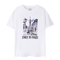 White - Front - Emily In Paris Womens-Ladies Sketchy Cityscape Short-Sleeved T-Shirt