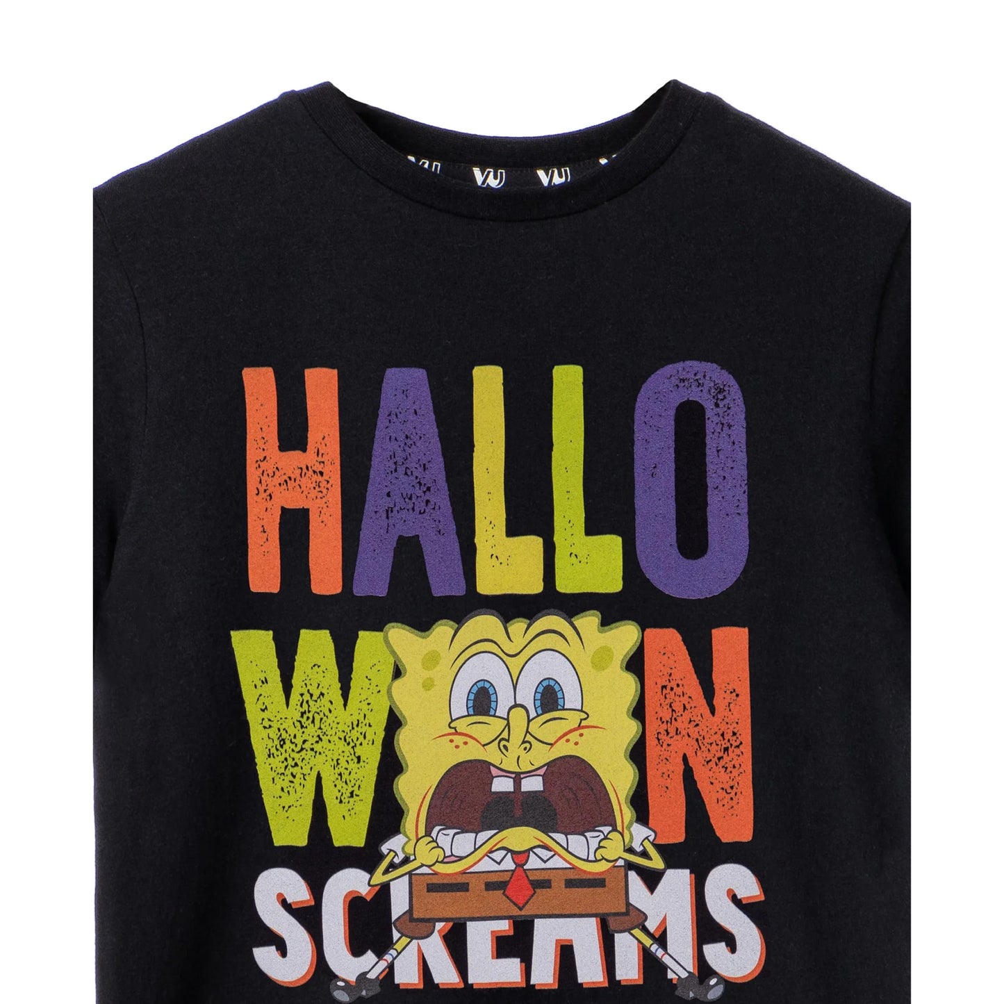 Black - Back - SpongeBob SquarePants Childrens-Kids Halloween Screams T-Shirt