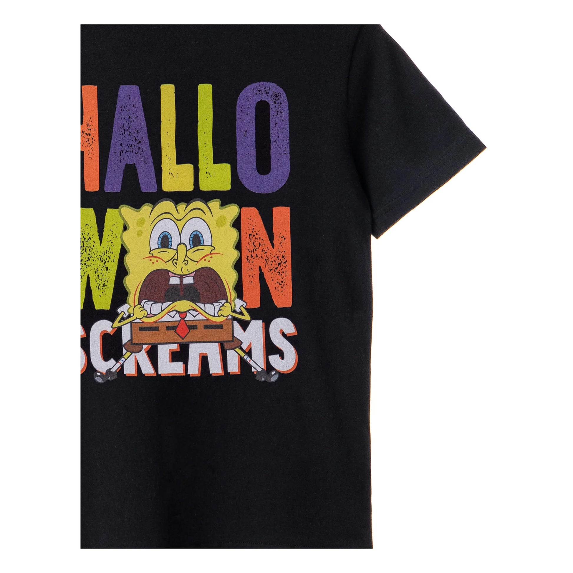 Black - Side - SpongeBob SquarePants Childrens-Kids Halloween Screams T-Shirt