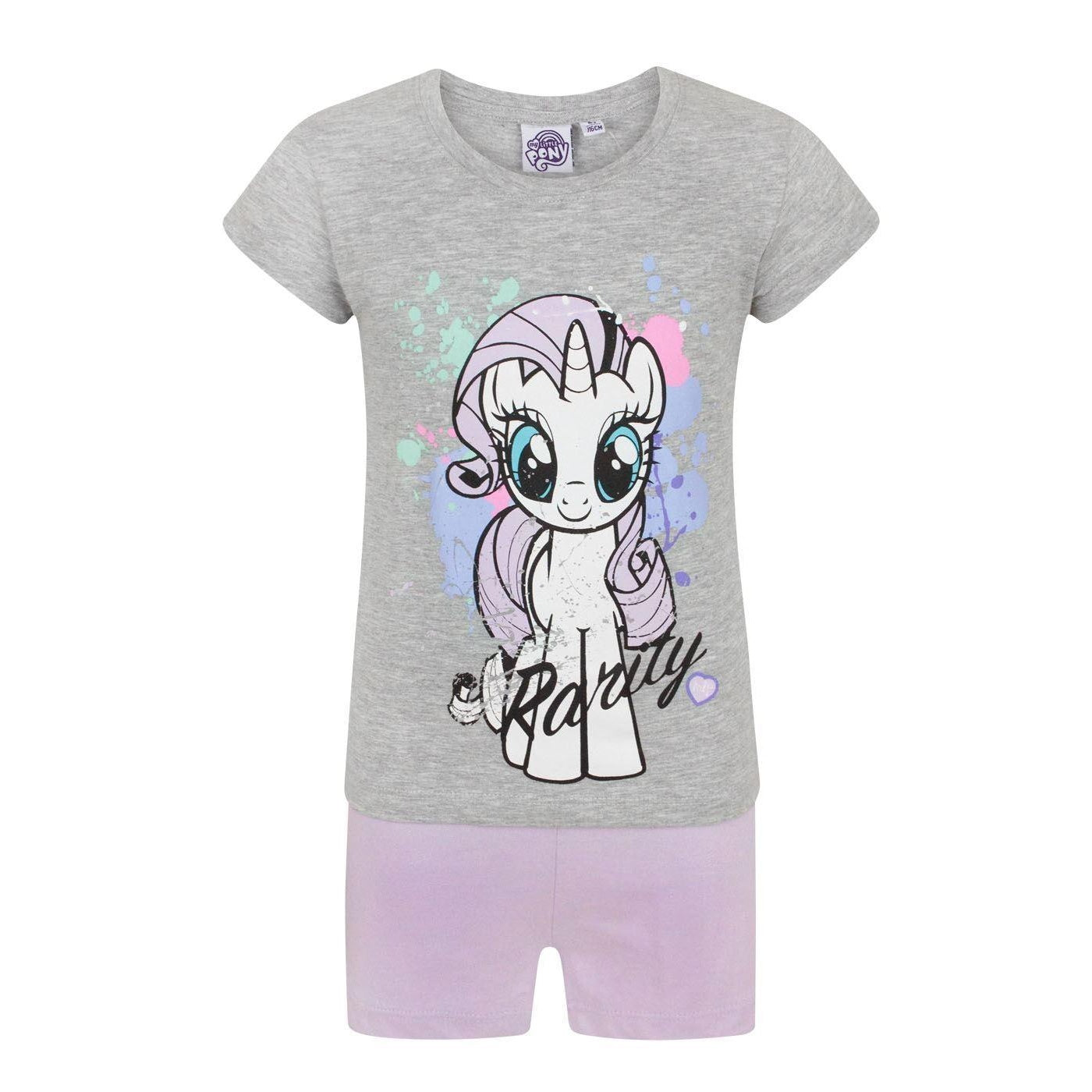 Grey-Lilac - Front - My Little Pony Childrens-Kids Rarity Short Pyjama Set