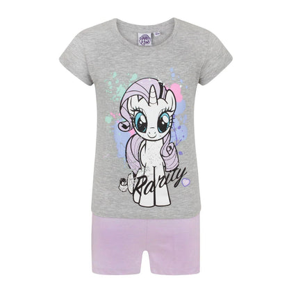 Grey-Lilac - Front - My Little Pony Childrens-Kids Rarity Short Pyjama Set