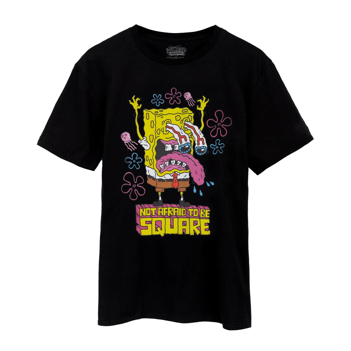 Black - Front - SpongeBob SquarePants Mens Not Afraid to Be Square Short-Sleeved T-Shirt