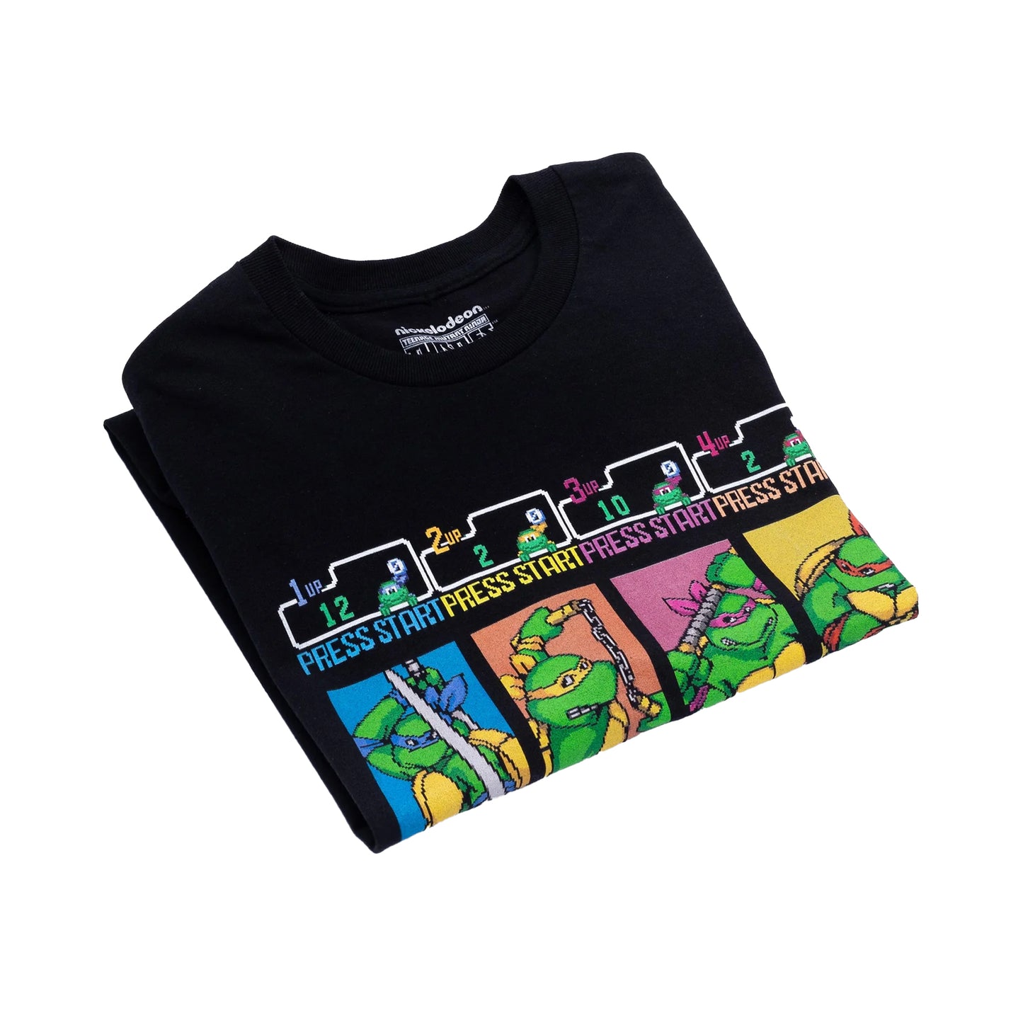 Black - Back - Teenage Mutant Ninja Turtles Mens Press Start Arcade Game T-Shirt