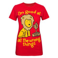 Red - Front - Goodie Two Sleeves Womens-Ladies Wrong Things T-Shirt