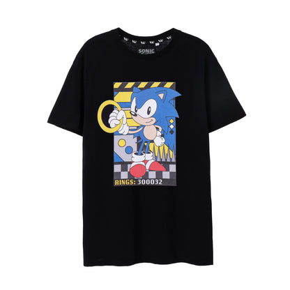 Black - Front - Sonic The Hedgehog Mens Classic Rings T-Shirt