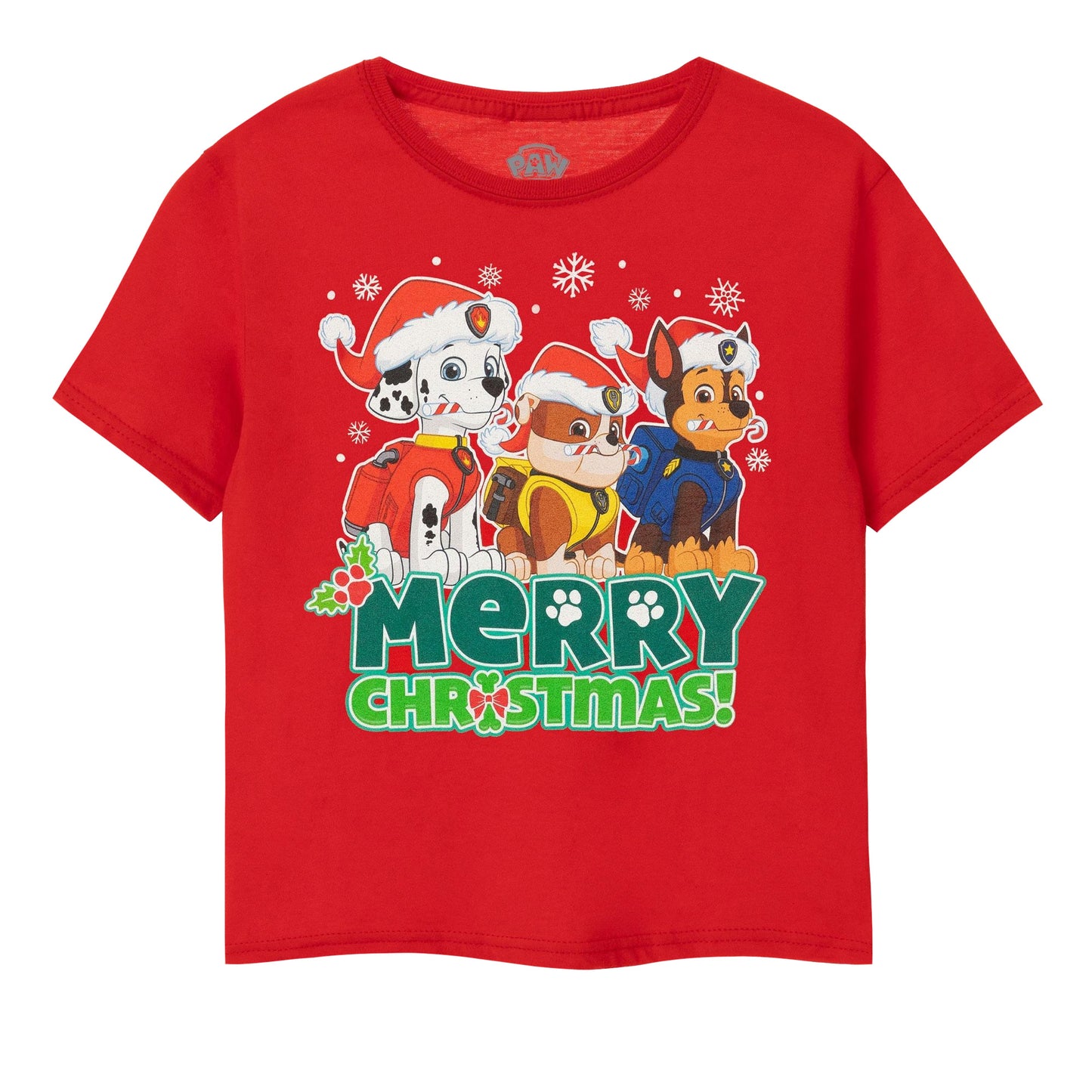 Red - Front - Paw Patrol Boys Merry Christmas T-Shirt