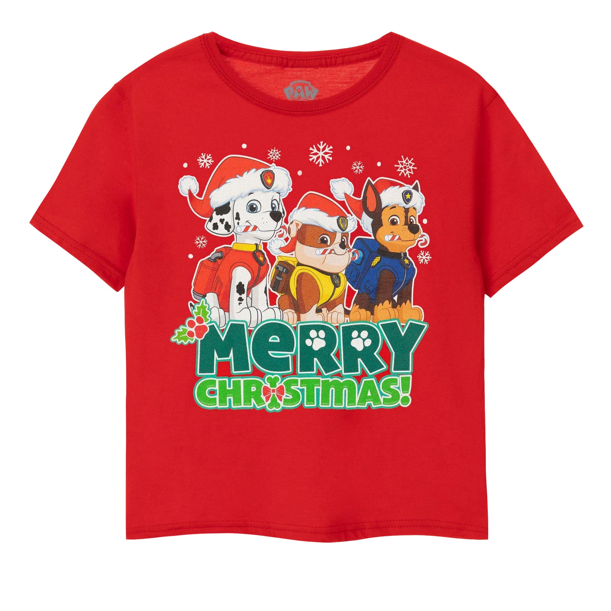 Red - Front - Paw Patrol Boys Merry Christmas T-Shirt